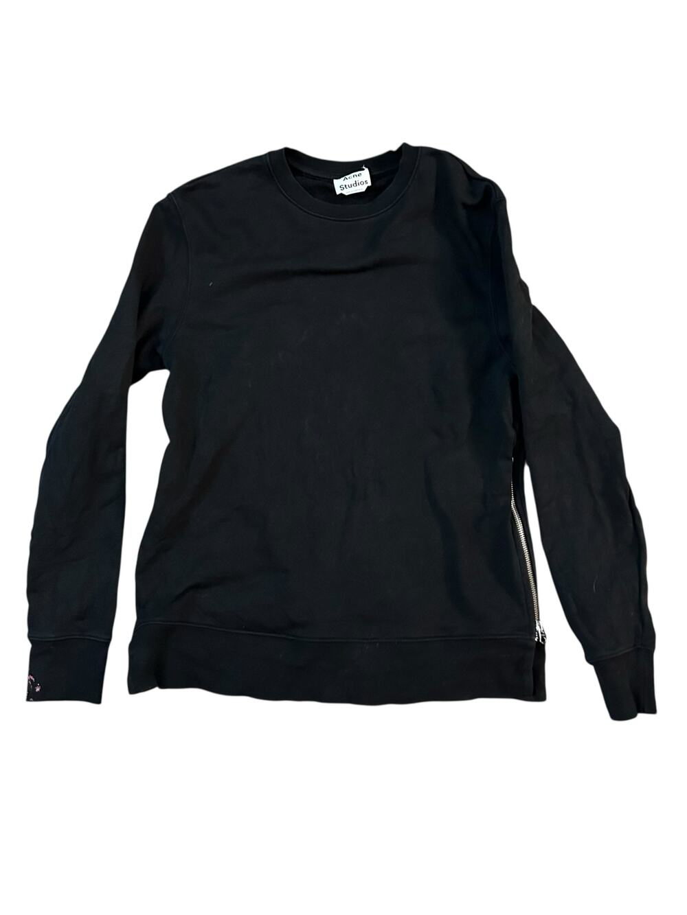 Acne Studios Flinton Crew Sweatshirt Mens Small Double Zipper Streetwear Artsy